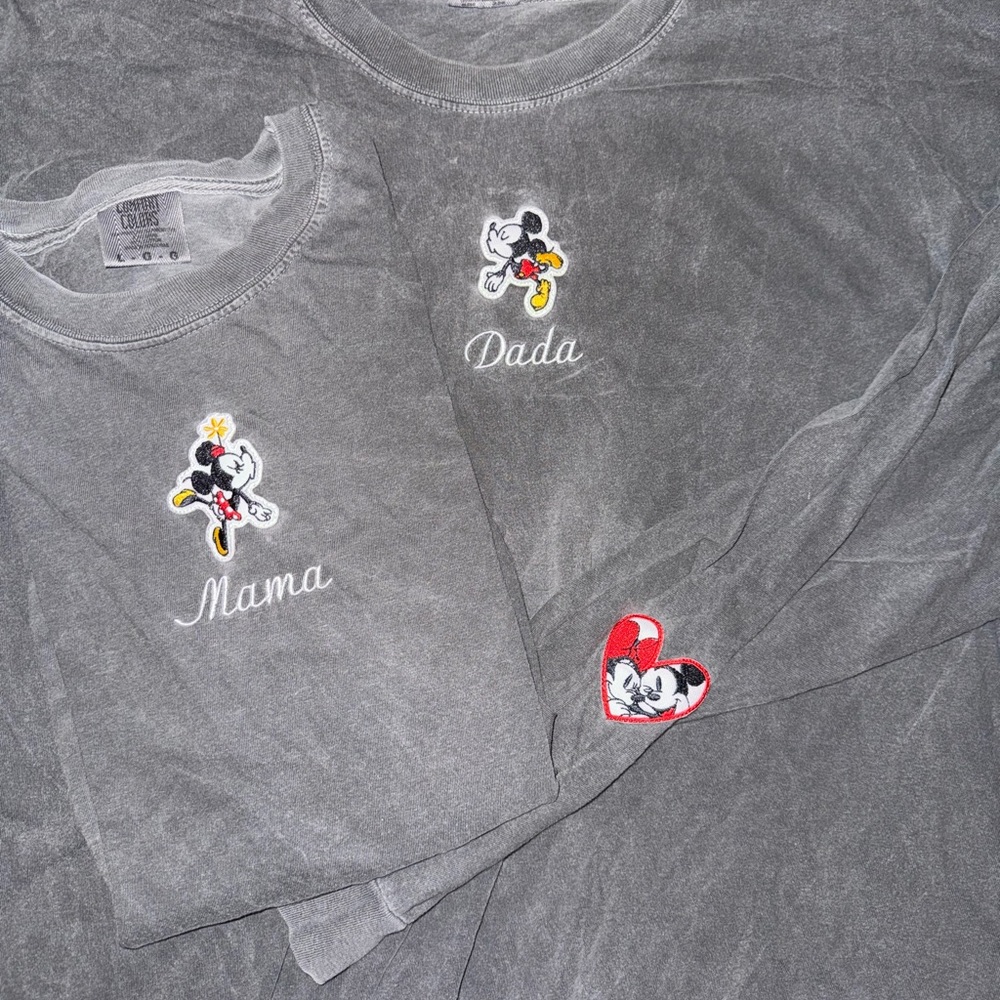 Matching Disney Comfort Colors Gray Long Sleeve Shirt - Mama + Dada